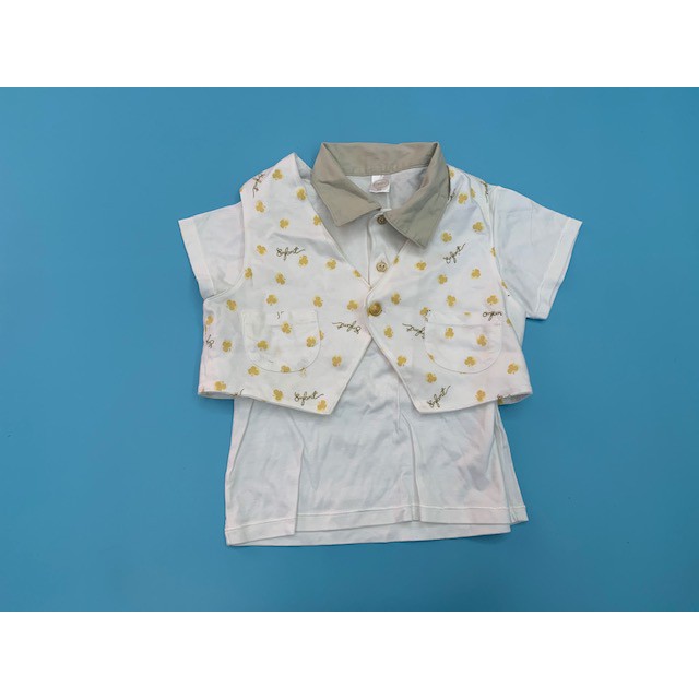 Enfant Gold เซท 2 ชิ้น เสื้อ+เสื้อกั๊กเด็กผู้ชาย มือสอง size 90 (อายุ 2-3ขวบ)