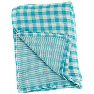 Lulujo ผ้าอ้อมมัสลินคอตตอน Baby Reversible Muslin Cotton Swaddles Blanket - Aqua