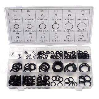 แหวนยาง O-Ring ซีลขนาดแตกต่างกันพร้อมกล่องพลาสติก 225 ชิ้น