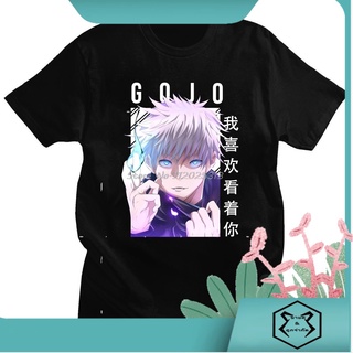 เสื้อยืดแขนสั้น ผ้าฝ้าย 100% พิมพ์ลายอนิเมะ Jujutsu Kaisen Gojo Satoru Eyes สไตล์ญี่ปุ่น ฮาราจูกุ แฟชั่นฤดูร้อน สําหรับผ