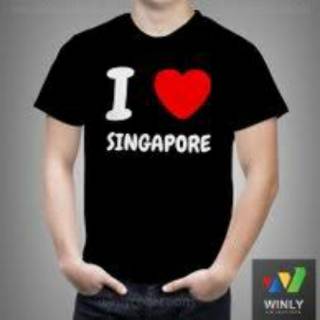 เสื้อยืด พิมพ์ลาย I love singapore love SG/tshirt By By