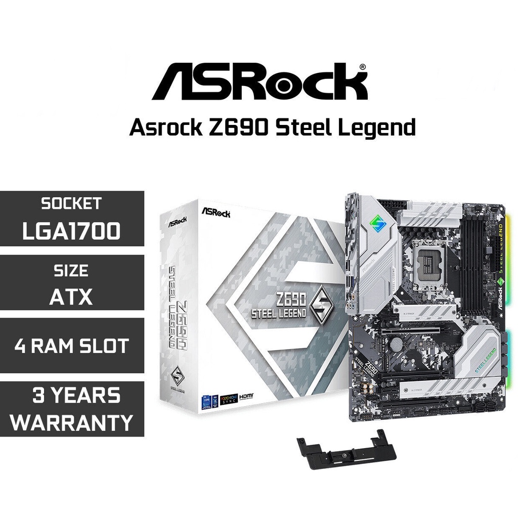 MAINBOARD (เมนบอร์ด) 1700 ASROCK Z690 STEEL LEGEND (DDR4) รับประกัน 3 - Y