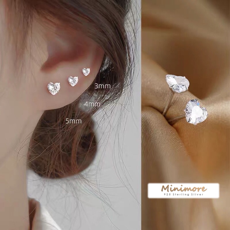 [SE614]🌟ต่างหูเงินแท้ 92.5% 🌟 ต่างหูเพชร CZ รูปหัวใจ ประกายวิบวับ มุ้งมิ้งน่ารักมาก