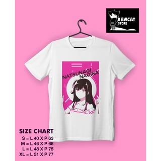 ผ้าฝ้ายแท้เสื้อยืด ลายการ์ตูนอนิเมะ NATSUNAGI NAGISAS-4XL