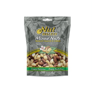นัทวอล์คเกอร์ มิกซ์นัทอบเกลือ 454 ก. Natural Toasted & Salted Mixed Nuts 454 g.