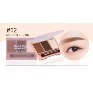 Baby Bright ดรอว์แอนด์ไบร์ทโบรว์พาเลท Draw & Bright Brow Palette (เครื่องสำอาง,ที่เขียนคิ้ว,ที่เขียนคิ้วแบบฝุ่น)