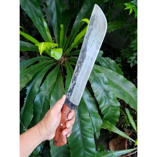 มีดมาเชเต้ (Machete) มีดเหน็บ มีดใบตาย มีดเดินป่า มีดแคมป์ ใบ 12” ตีร้อนชุบแข็ง ผิวไฟ ด้ามประกบ full tank ไม้พะยูง