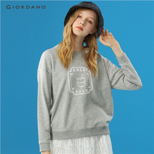 GIORDANO WOMEN Printed loose long-sleeve sweatshirt 99399438