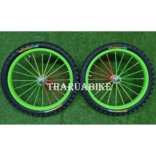 ล้อจักรยาน 16x175 นิ้ว ขอบสี ซี่ลวดสี พร้อมยาง