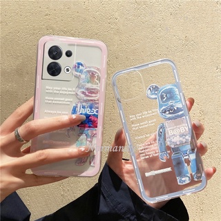 Ready Stock เคส Phone Casing OPPO Reno8 Z 8Pro Reno 8 8Z 7 7Z 7Pro 6Z 6 Z Pro 5G 4G Cute Cartoon Bear Couples Simple Transparent Handphone Case Lens Shockproof Cover Silicone Soft Case เคสโทรศัพท์