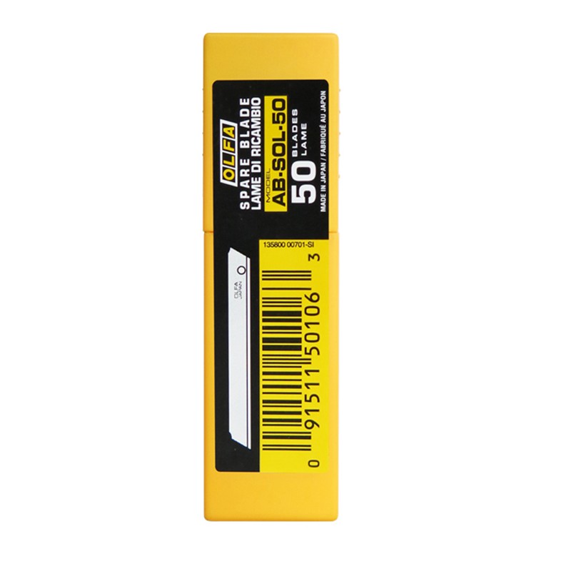 OLFA ใบมีดคัตเตอร์ AB-SOL-50 ขนาด 9 มม.(บรรจุ 50 ใบ)หักใบมีดไม่ได้