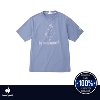 le coq sportif เสื้อเทรนนิ่ง ออกกำลังกาย ผู้ชาย ลายโลโก้ สีฟ้า (T-shirt, เสื้อยืด, เสื้อออกกำลังกาย, lecoq, เลอค็อก)