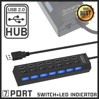 High Speed USB 2.0 Hub 7 Port ช่องต่อ USB 2.0 แบบ 7 ช่อง (สีดำ)