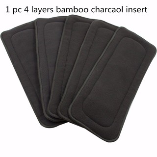 1 PC 4 layers cloth diaper bamboo charcoal insert/1 PC 4 ชั้นผ้าอ้อมใส่ถ่านไม้ไผ่