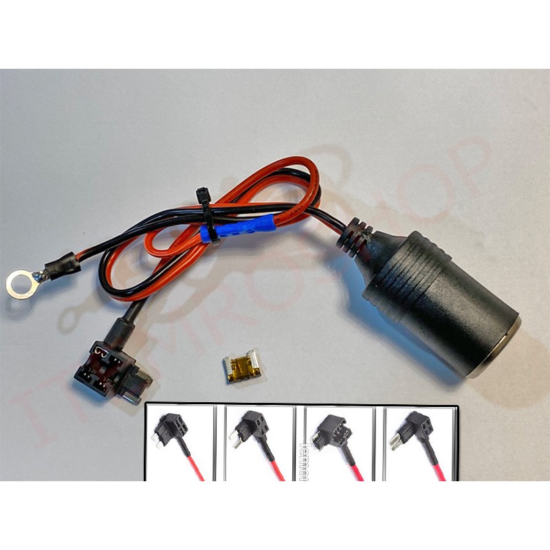 ที่จุดบุหรี่พร้อม tap fuse แท็ปฟิวส์ ต่อกล้องหน้ารถ เพิ่มช่องจุดบุหรี่ car cigarette socket 12v