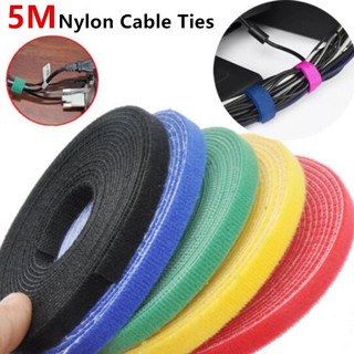 5M Self-Gripping Fastener Reusable Magic Tape Hook Power Wire Loop Nylon Straps