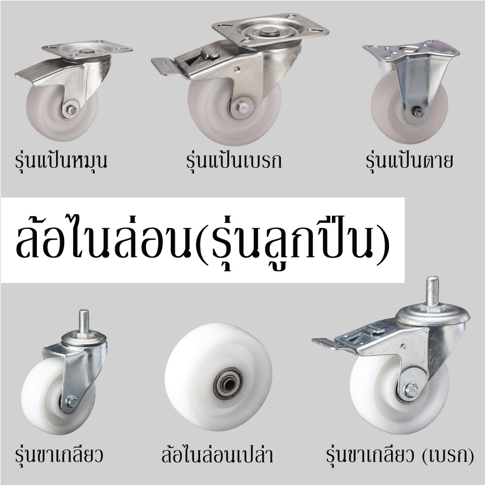 ล้อสีขาว ไนล่อน มีลูกปืน NL(Nylon)ล้อเฟอร์นิเจอร์ ล้อชั้นวางสินค้า ล้อตู้โชว์สินค้า