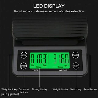 Meapor Coffee Scale เครื่องชั่งกาแฟ กาแฟ เครื่องชั่งดิจิตอล 3 กก. / 0.1กรัมพร้อมตัวตั้งเวลา เครื่องชั่งน้ำหนักดิจิตอล