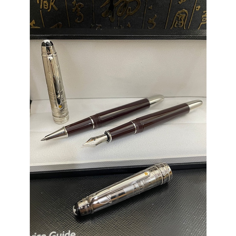 Mb Mont little prince 145 series ลูกกลิ้งหมึกซึม ปากกาหมึกซึม สีเงิน สีน้ําตาล หรูหรา สําหรับโรงเรียน สํานักงาน ของขวัญ