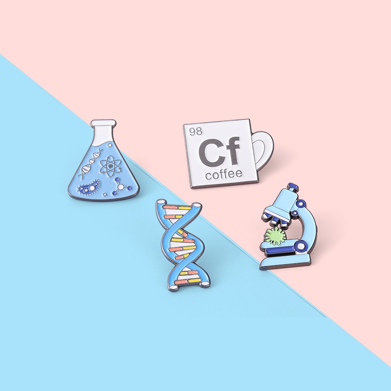 Pin Dna Pin เข็มกลัดการ์ตูนวิทยาศาสตร์เคลือบจุลทรรศน์สําหรับคนรักวิทยาศาสตร์ของขวัญวิทยาศาสตร์