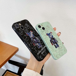 เคส สีดำ Violent Bear เคสไอโฟน ลายด้านข้าง เปลือกซิลิโค เคส iPhone 13 12  11 Pro Max XR X XS 6 7plus 7 8 Plus พลัส SE 2020 12 12pro mini Case เคสไอโฟน7พลัส เคสi13 เคสไอโฟน6splus