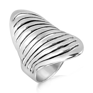 MachuSilver แหวนเงินแท้ 925 Sterling Silver ลายเส้น 12 เส้น พร้อมถุงกำมะหยี่