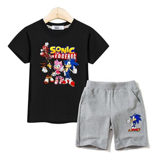 Boys clothes set Sonic เสื้อผ้าเด็กโซนิค  tshirt kid tops pant summer costume girls cotton 2pc suit