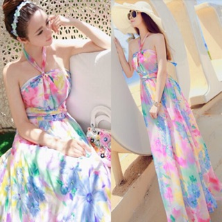 Maxi Dress เดรสยาวสีสันสดใสพาสเทล