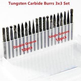 20 ชิ้น 3x3 มม. tungsten carbide อุปกรณ์เครื่องมือโรตารี่สําหรับใช้ในการขัดหรือตัด