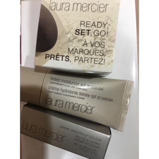 Laura Mercier set: Loose Powder, Tinted Moisturizer, Lip Color