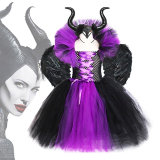 ชุดเดรสแฟนซี Deluxe Glam Gown Tutu Dress Demon Queen Witch สีดํา สําหรับเด็กผู้หญิง ผู้ชาย เหมาะกับฮาโลวีน