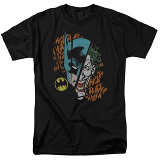 เสื้อยืดคอกลม เสื้อยืดลําลอง แขนสั้น พิมพ์ลาย Batman Vs The Joker Split &amp;Amp สีดํา ขนาดใหญ่ สําหรับผู้ชาย ของขวัญใ