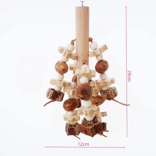 B-36 ของเล่นหัดกัดแทะสำหรับนกแก้ว วัสดุทำจากไม้และถั่วธรรมชาติ 28*12cm