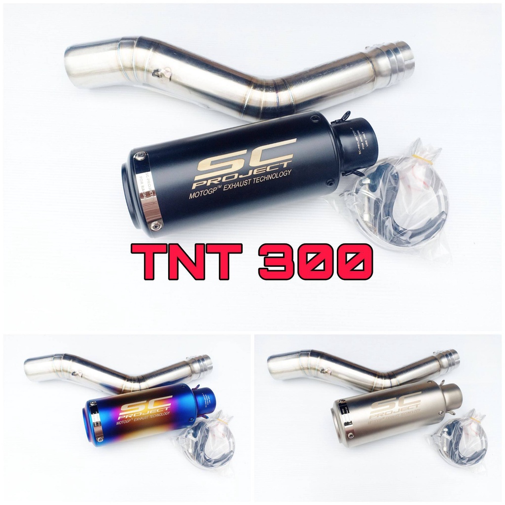 ท่อสลิปออน BENNELLI TNT300 (เบเนลลี่ ทีเอ็นที300) สวมปลายท่อแต่งขนาด 2 นิ้ว(51 มม.)+ปลายท่อเอสซี 9.5