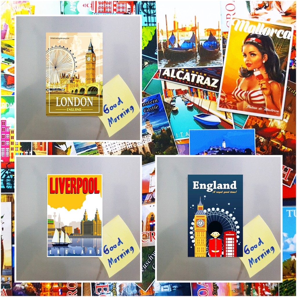 แม่เหล็กติดตู้เย็น อังกฤษ 2×3 นิ้ว Souvenir Fridge Magnet England set X 2x3"