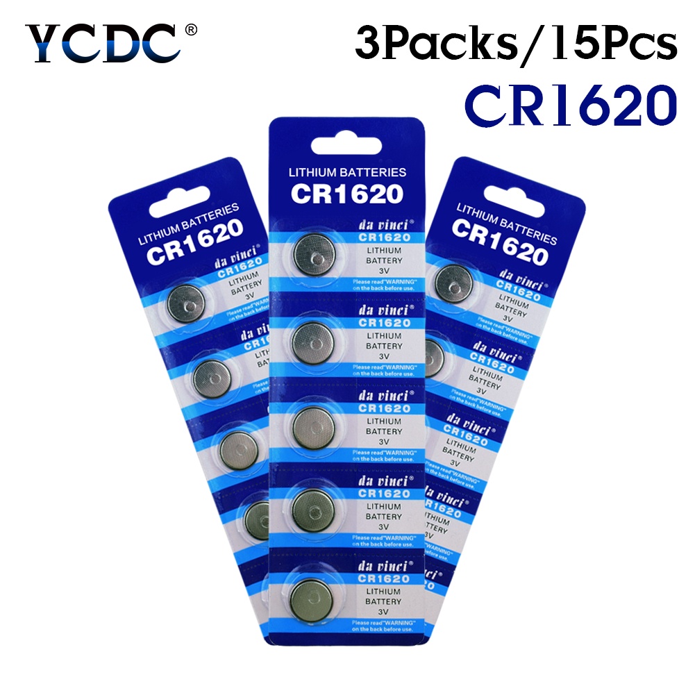 YCDC 15PCS Lithium Battery CR1620 Electronic Button Coin Cell Batteries