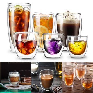 Double-Wall Insluated Glass Cup Drinking Tea Coffee Latte Juice Home Kitchen Supplies