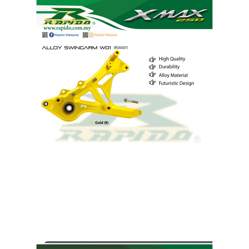 Rapido สวิงอาร์มอัลลอย สีทอง สําหรับ Yamaha Xmax 250 Nmax 155 Nmax 155