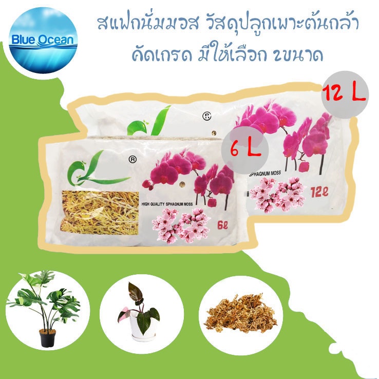 สแฟกนั่มมอส Sphagnum moss ขนาด 6L /12L สเฟกนั่มมอส วัสดุปลูกต้นไม้และใช้สำหรับเลี้ยงสัตว์ ออกใบกำกับภาษีได้