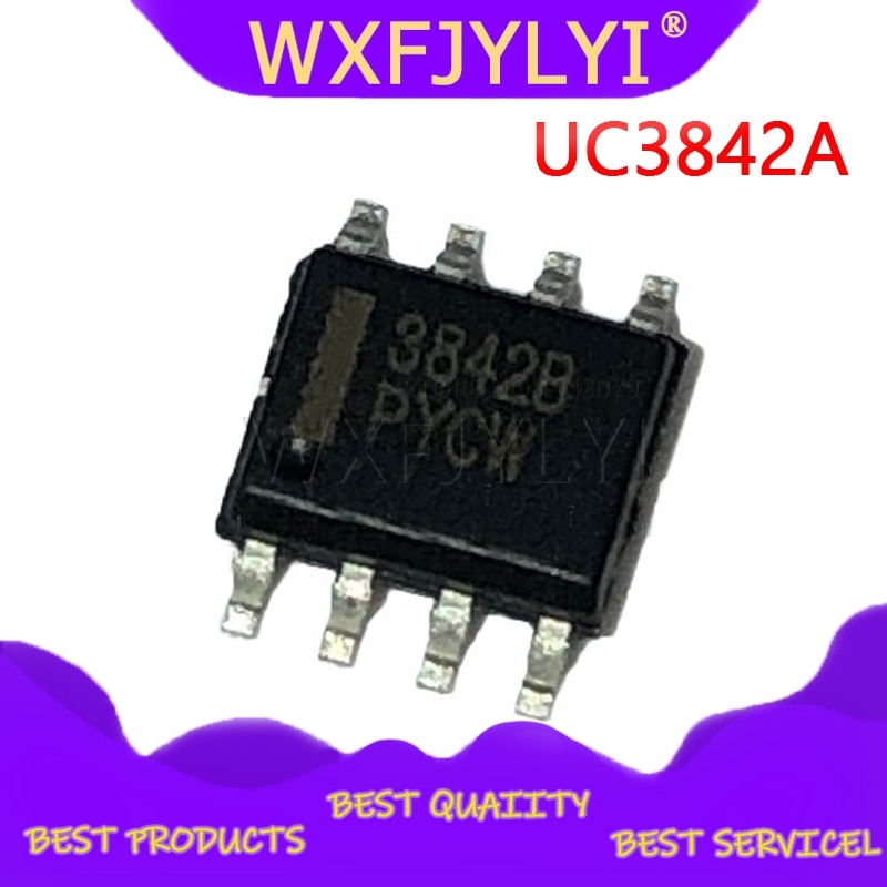 3842B UC3842 10ชิ้น/ล็อต UC3842A UC3842B 3842 SOP-8 คุณภาพดีมาก 100% ของชิป IC pxa6 100%