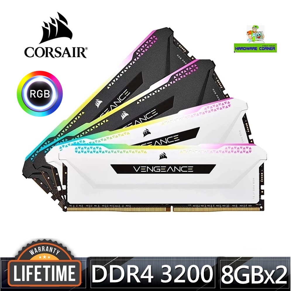 16GB 32GB (8GBx2) DDR4/3200/3600 RAM PC (แรมพีซี) CORSAIR VENGEANCE PRO SL RGB (CMH16GX4M2E3200C16)