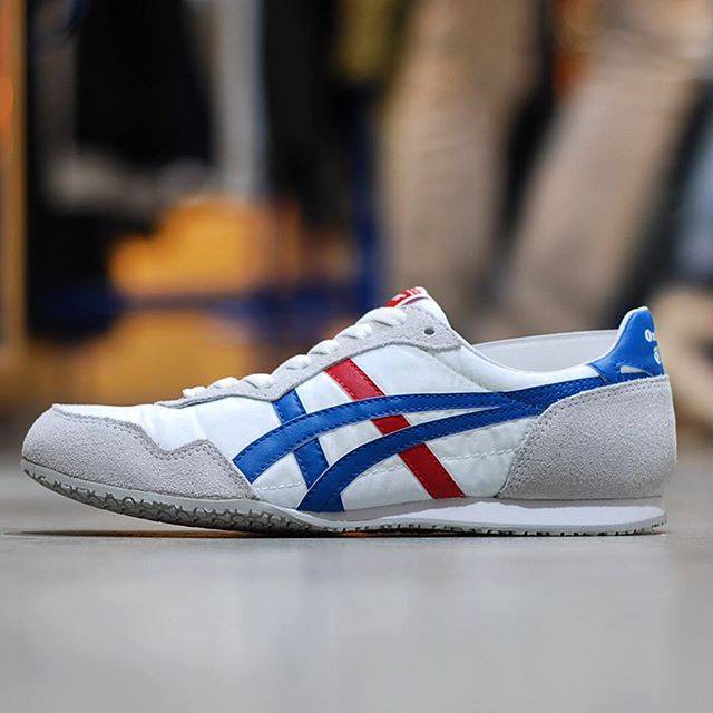 Onitsuka Tiger Serrano White/Blue สีขาวคาดน้ำเงินตัดแดง