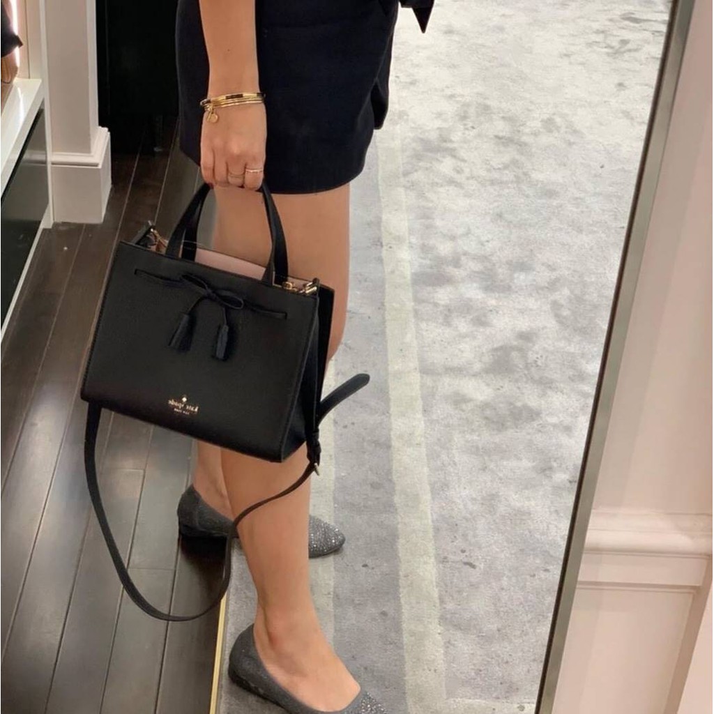 Kate Spade small satchel WRKU5775 hayes black/warm(013)กระเป๋าหนังแท้ทั้ง ใบมีสายยาว สายถอดได้ ปรับไ