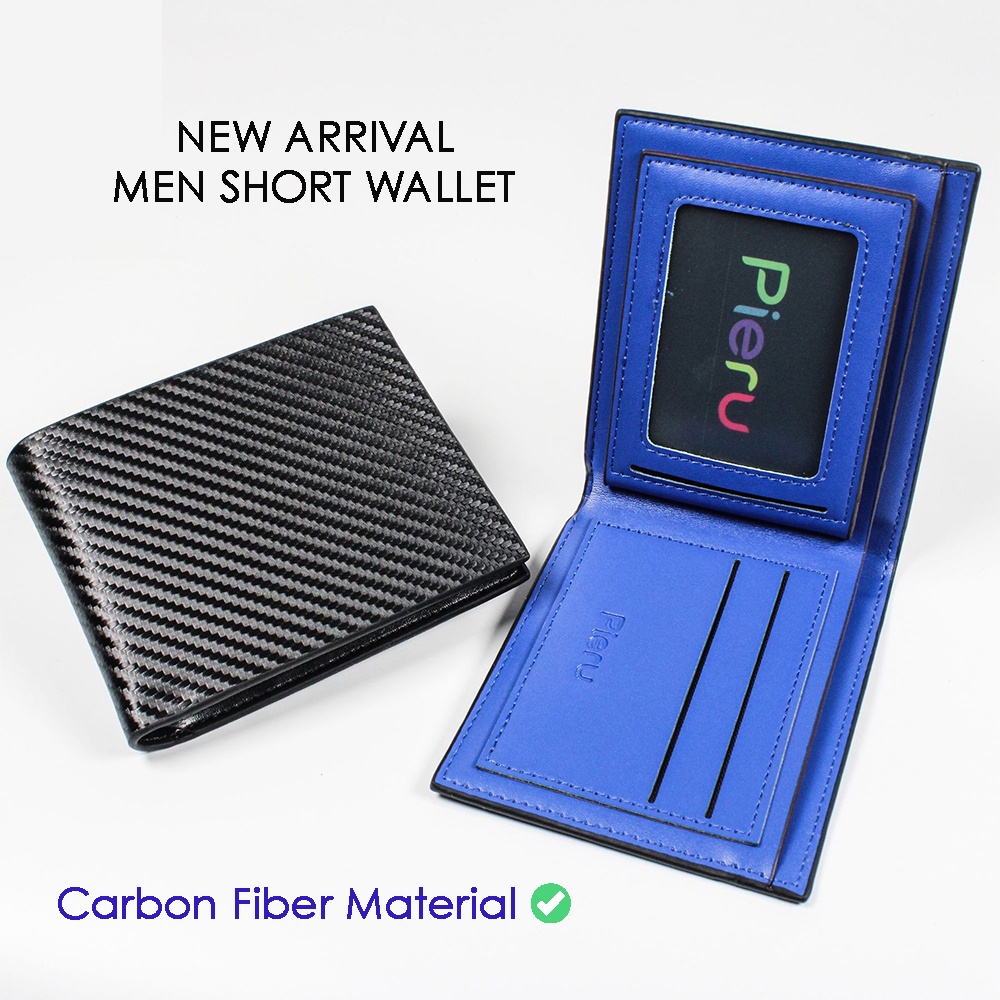 Slim Carbon Fiber Wallet Men Short Wallet Beg Duit Lelaki Wanita (W-038)