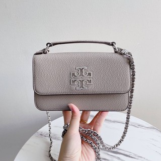 🤍🤍🤍 พร้อมส่ง ✅ Tory Burch Britten Mini Top Handle Crossbody Shoulder Bag French Gray Leather 73509