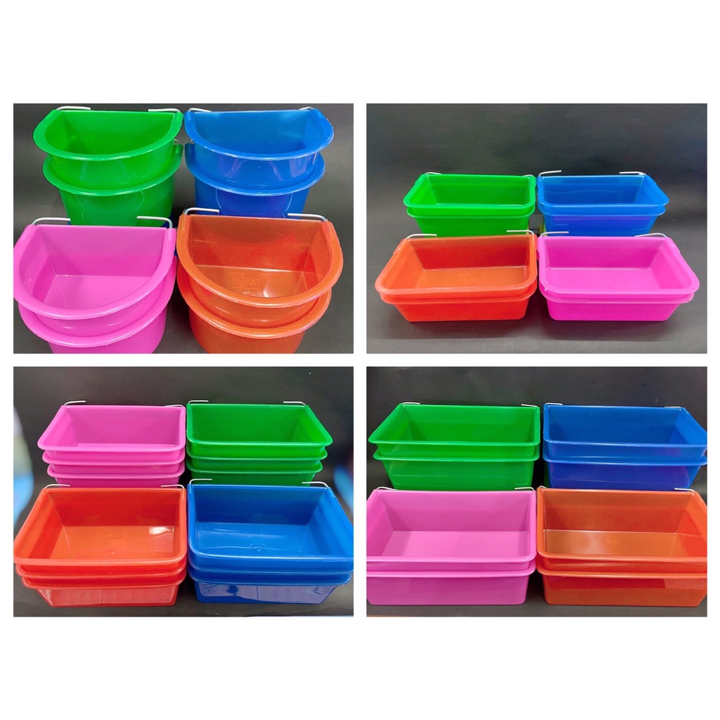 ถ้วยพลาสติกลวดเกี่ยวกรง(คละสี เลือกสีไม่ได้) ใส่อาหาร ใส่น้ำ ให้นก ไก่ อื่นๆ