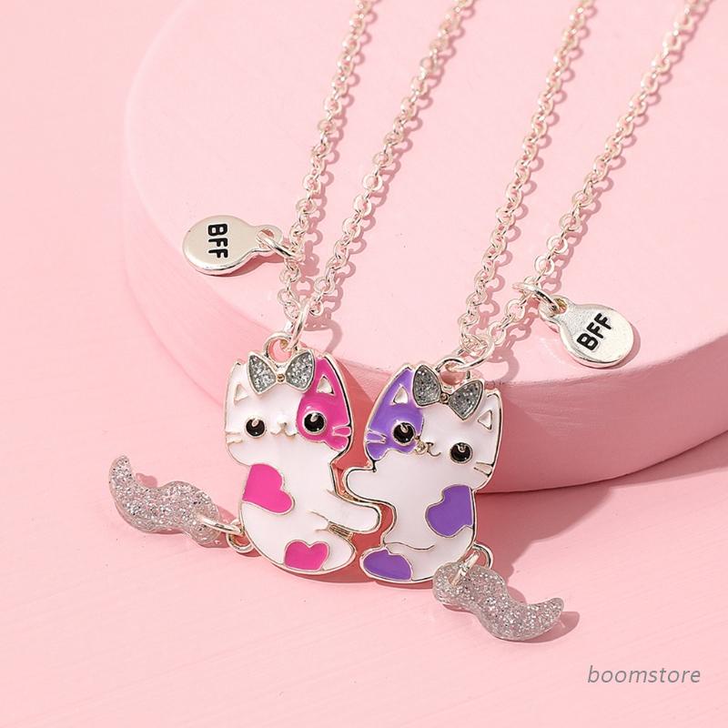 Boom 2PCS BFF Best Friend สร้อยคอส่วนบุคคลปริศนาเด็กสร้อยคอวันเกิด