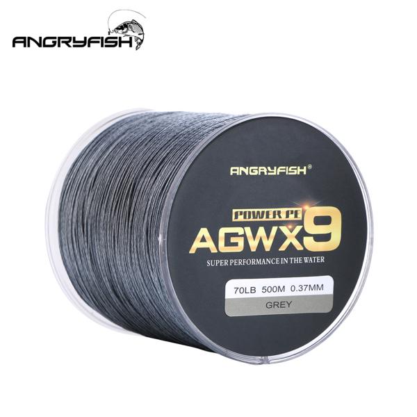 angryfish diominate x 9 pe สายเอ็นตกปลา 9 strands 500 ม./547 หลา - 100 lb สีเทา