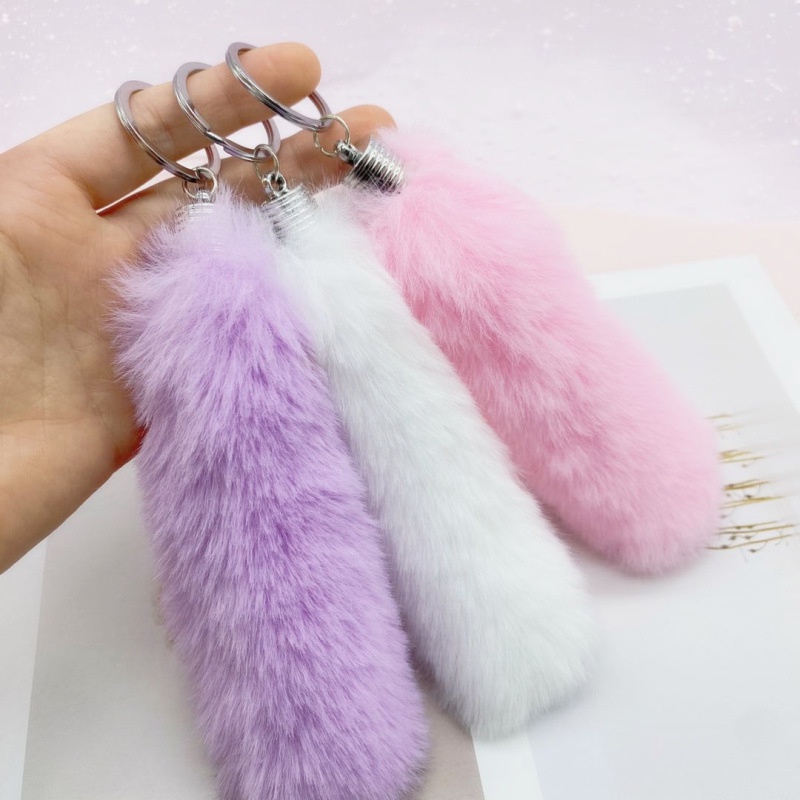 3 แบบ กระเป๋าพวงกุญแจหางกระรอกสั้น New keychain of short squirrel tail XWB