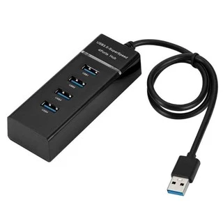 ฮับ ​​USB 3.0 5Gbps 4 พอร์ต ตัวแยกสัญญาณ ความเร็วสูง คุณภาพสูง อุปกรณ์ต่อพ่วงคอมพิวเตอร์ สีดำ